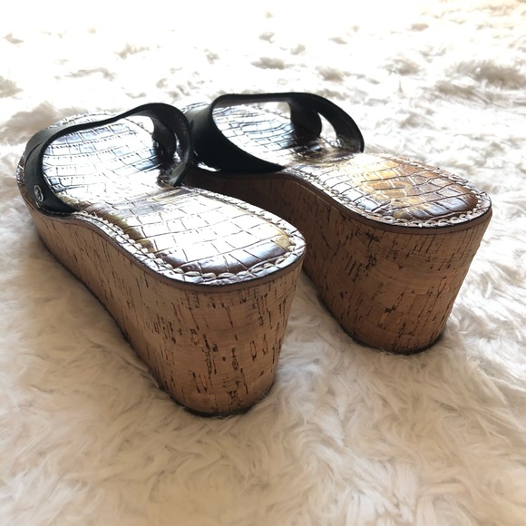 Sam Edelman Reid Sandals Black Wedge Slip On 7.5M - Picture 8 of 8